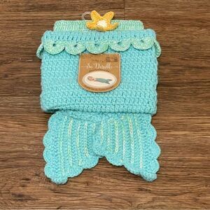 NWT So’ Dorable 2 Piece Crochet Mermaid Newborn Set  Aqua Blue